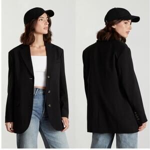 NWT Everlane The 80's Italian Wool Blazer Women's Size 6 Black Oversized Eighti